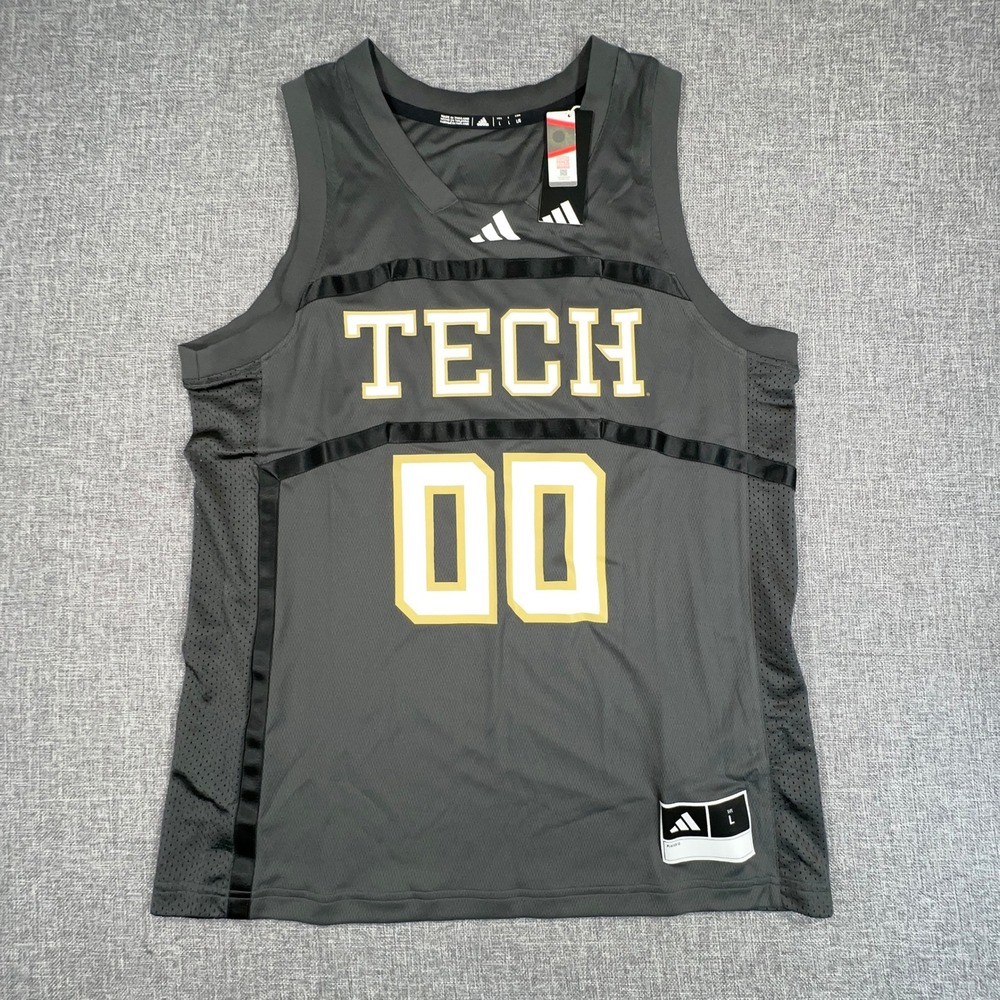 Adidas Georgia Tech #00 Swingman Basketball Jersey Mens Large Gray NCAA NEW